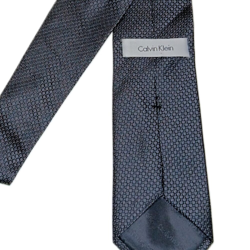 Calvin Klein Silk Tie Men’s 60” Black Woven Textured Preppy Designer Classic New - Picture 4 of 4